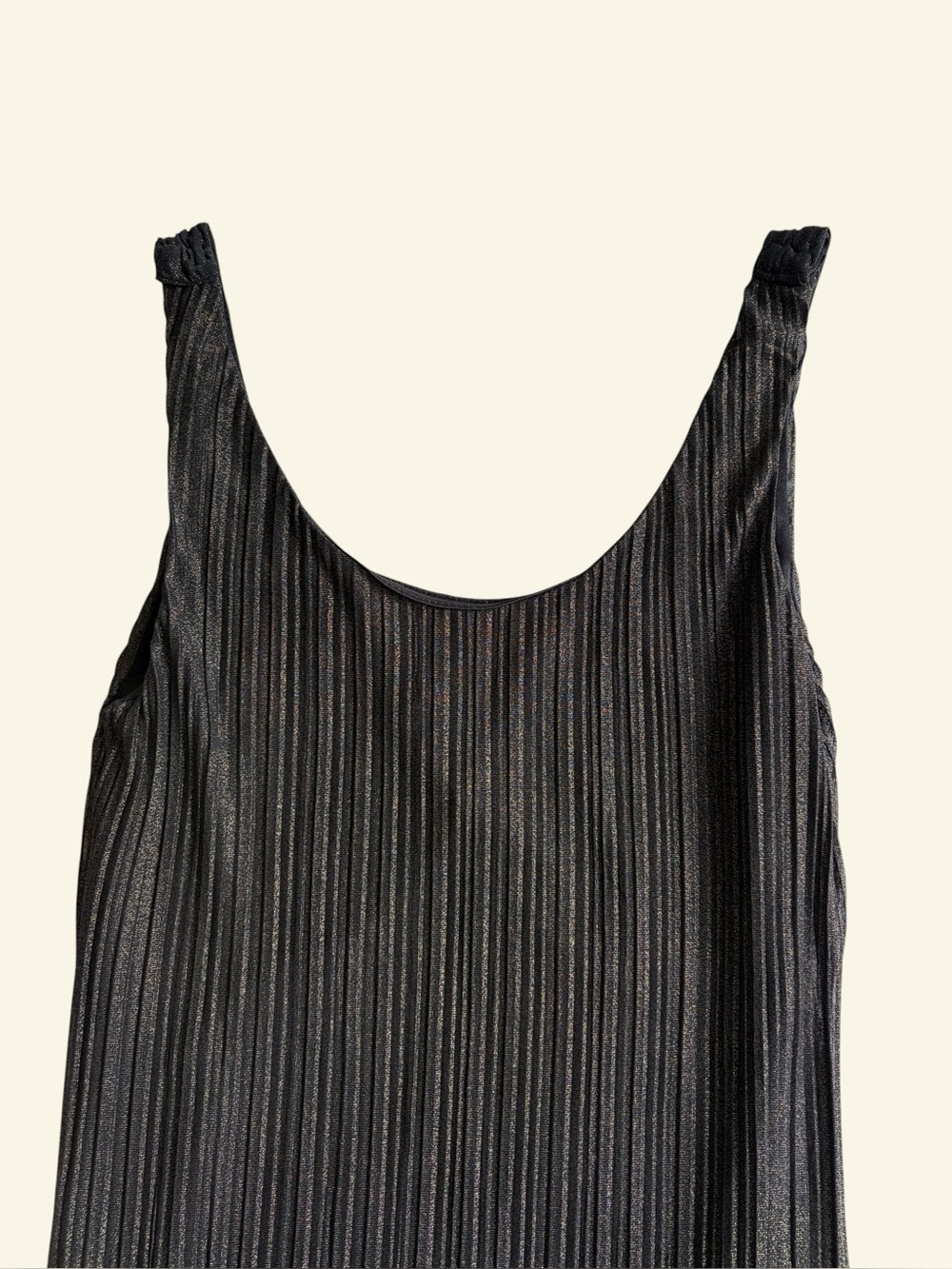 Mimi Chica Black Gold Metallic Plissé Maxi Dress Vintage Y2K Layered Small - Picture 2 of 6